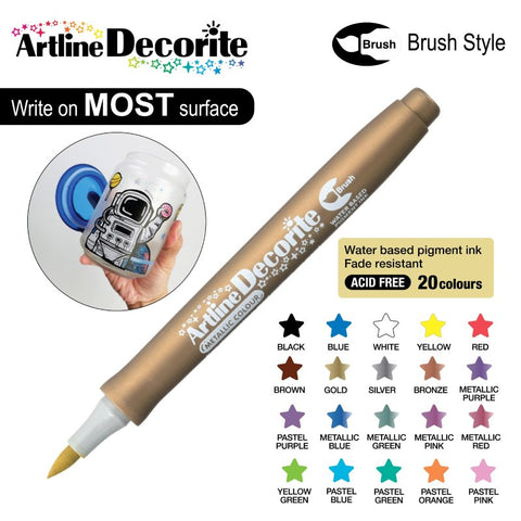 ARTLINE EDFM-F Decorite Marker Metallic Brush-GD - MPHOnline.com