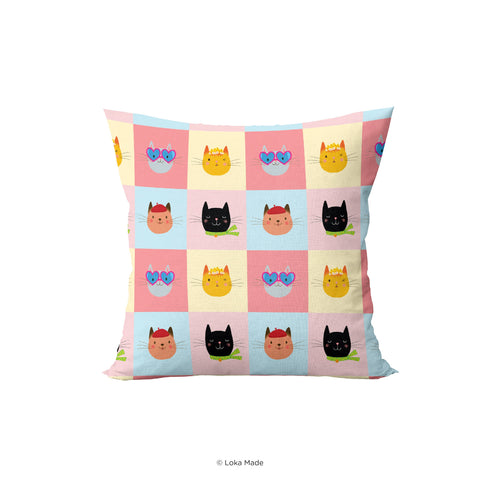 PCC601 Checkered Cat Cushion Cover with insert