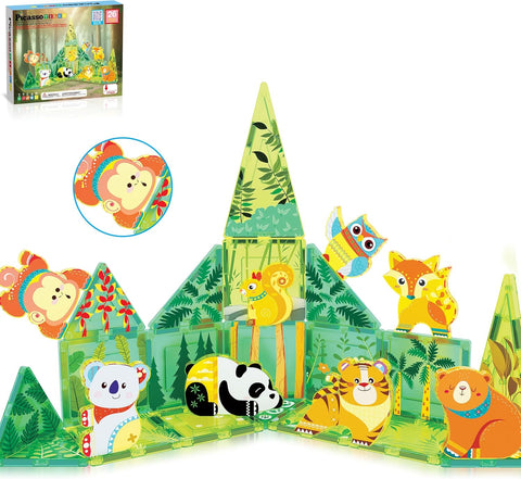 PICASSO TILES: Forest Animal Set with 8 Action Figures (26pcs) - MPHOnline.com