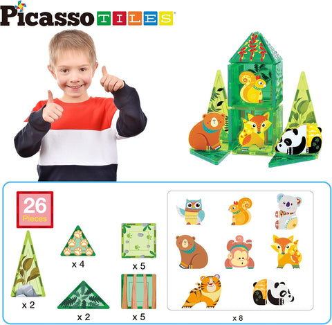 PICASSO TILES: Forest Animal Set with 8 Action Figures (26pcs) - MPHOnline.com