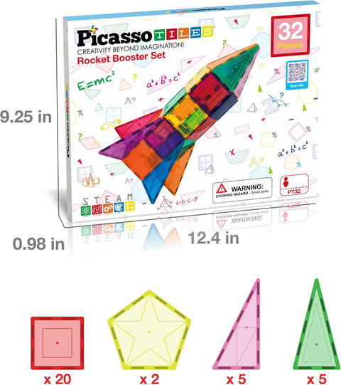 PICASSO TILES: Magnetic Tiles Rocket Set (32pcs) - MPHOnline.com
