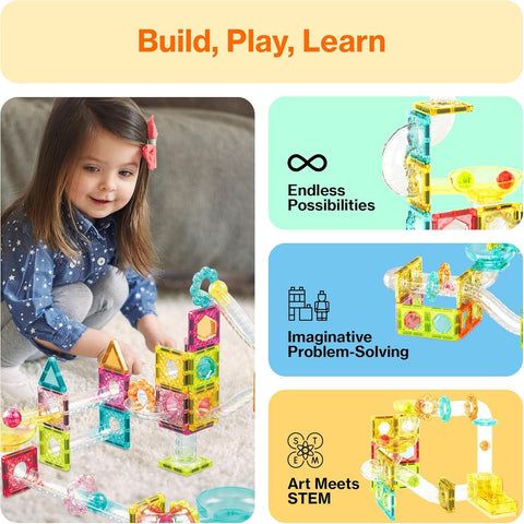 PICASSO TILES: Marble Run Travel Size Magnetic Tiles (60pcs) - MPHOnline.com