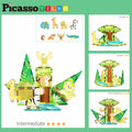 PICASSO TILES: Magnetic Tile Safari Theme with 8 Action Figures (26pcs) - MPHOnline.com