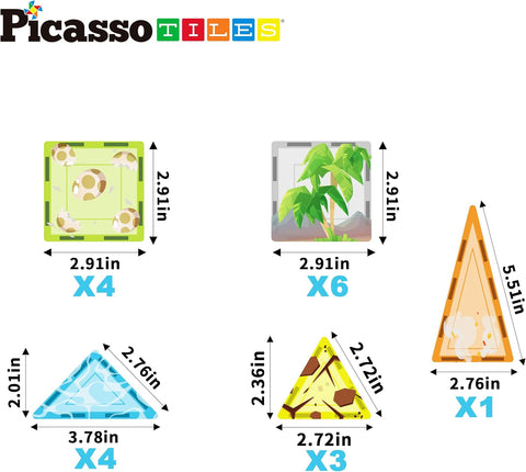 PICASSO TILES: Magnetic Tile Dino Theme with 8 Action Figures (26pcs) - MPHOnline.com