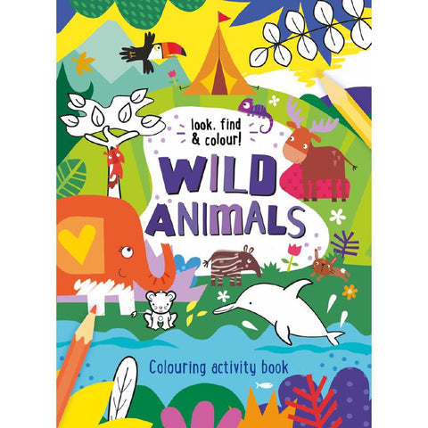 Look Find & Colour Wild Animals Colouring Activity Book - MPHOnline.com