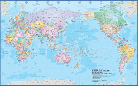 Laminated World Map Pacific Center - MPHOnline.com