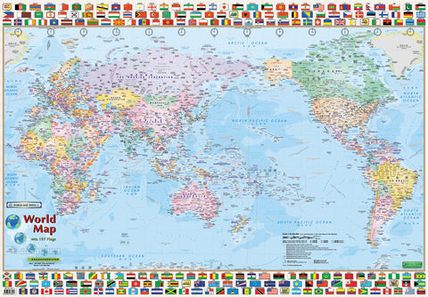 Laminated World & Flags - MPHOnline.com