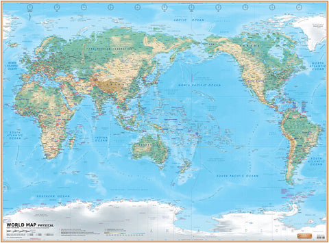 Laminated World Map Physical - MPHOnline.com