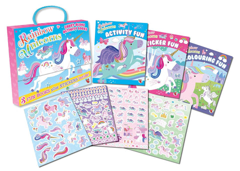 Activity Carry Case: Rainbow Unicorns (3 Books and 4 Sticker Sheets) - MPHOnline.com