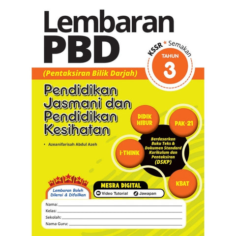 Lembaran PBDPendidikan Jasmani & Pendidikan Kesihatan Tahun 3 '24 - MPHOnline.com