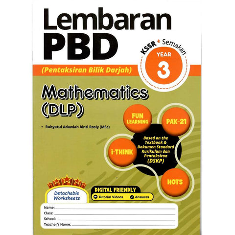 Lembaran PBD Mathematics (DLP) Year 3 '24 - MPHOnline.com