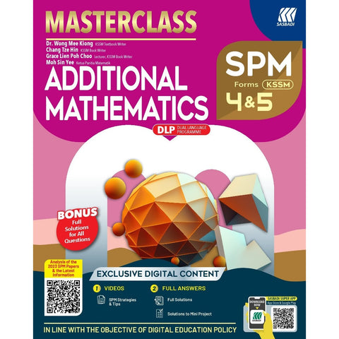 MasterClass SPM Forms 4 & 5 KSSM  Additional Mathematics (Edisi 2024) - MPHOnline.com