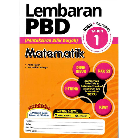 Lembaran PBD Matematik Tahun 1 '24 - MPHOnline.com