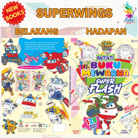 Super Wings Bumper Siri Warna Ria Aktiviti Buku Mewarna Super Flash - MPHOnline.com