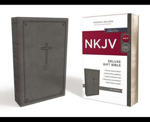 Nkjv, Deluxe Gift Bible, Imitation Leather, Gray, Red Letter - MPHOnline.com