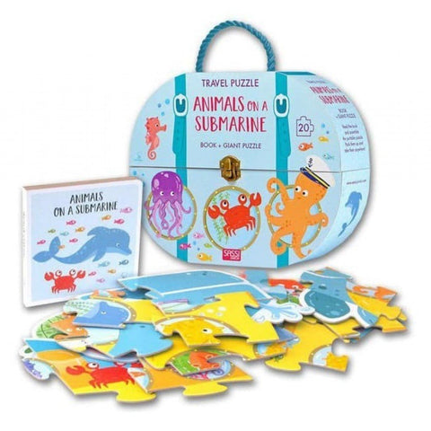 Travel Puzzle: Animals On A Submarine (Book + Giant Puzzle) - MPHOnline.com