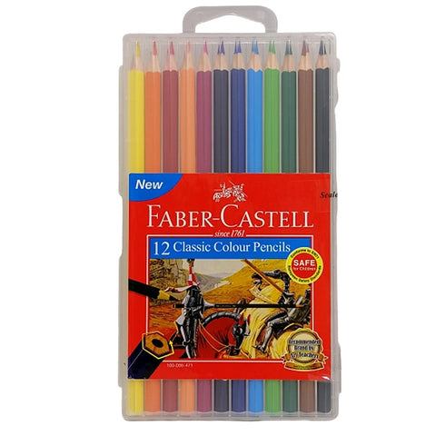 FABER-CASTELL CLASSIC COLOUR PENCILS - 12 LONG SLIM FLEXI CASE