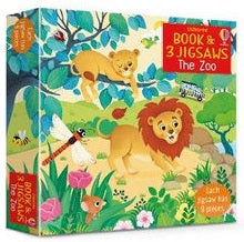 USBORNE BOOK & 3 JIGSAWS THE ZOO (9 PIECE)