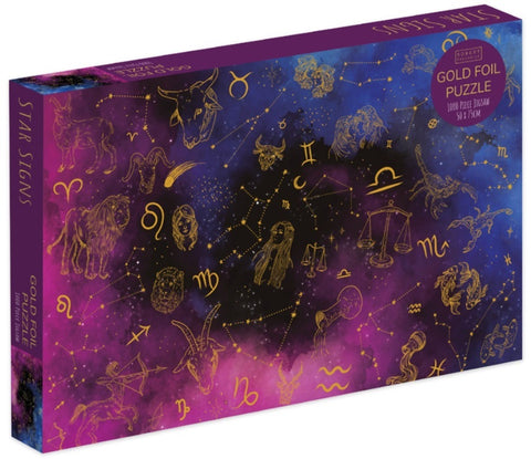 Jigsaw 1000 Piece Rectangular with Gold Foil - Star Signs Purple & Blue - MPHOnline.com