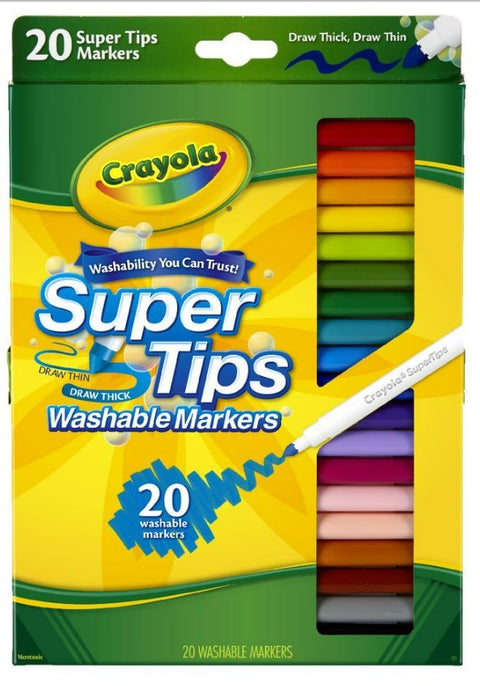 Crayola Washable Super Tips Markers (20 Colour) - MPHOnline.com