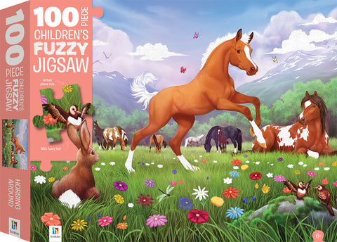 100-Piece Children's Fuzzy Jigsaw: Horsing Around - MPHOnline.com