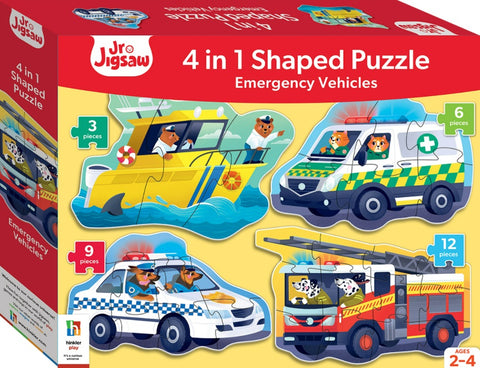 Junior Jigsaw 4-in-1 Shaped Puzzle: Emergency Vehicles - MPHOnline.com