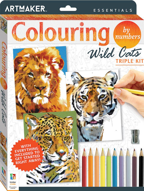Art Maker Essentials Colouring by Numbers: Wild Cats Triple Kit - MPHOnline.com