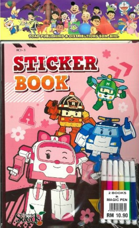 Robocar Poli Set: 2 Books (Sticker Book + Colouring Book + Magic Pen) - MPHOnline.com