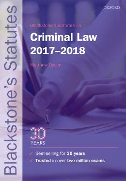 Blackstones Statutes On Criminal Laws 2017-2018 - MPHOnline.com