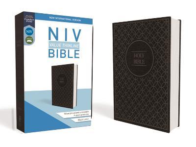 NIV, Value Thinline Bible, Leathersoft, Gray/Black, Comfort Print - MPHOnline.com