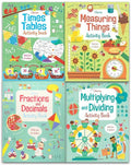 Usborne Maths Activity Collection 4 Books Set (Fractions and Decimals, Measuring Things, Times Tables, Multiplying and Dividing) - MPHOnline.com