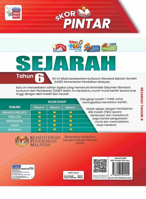 Skor Pintar Sejarah Tahun 6 DwiBahasa - MPHOnline.com