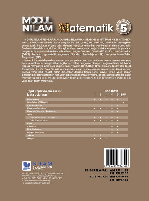 Modul Nilam P&P Abad Ke-21 Matematik Tingkatan 5 Dwibahasa 2020 - MPHOnline.com