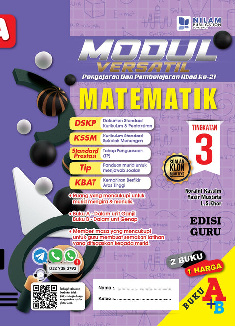 Modul Versatil P&P Abad Ke-21 Matematik Tingkatan 3 (A+B) 2022 - MPHOnline.com