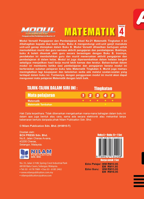 Modul Versatil P&P Abad Ke-21 Matematik Tingkatan 4 (A+B) 2022 - MPHOnline.com