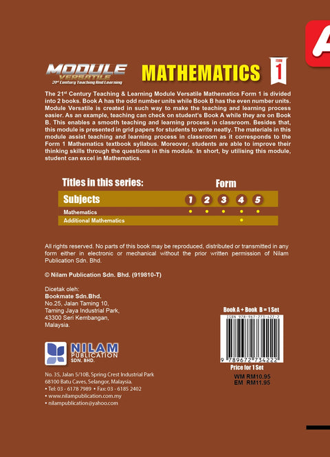 Modul Versatile 21st Century T&L Mathematics F1 (A+B) 2022 - MPHOnline.com