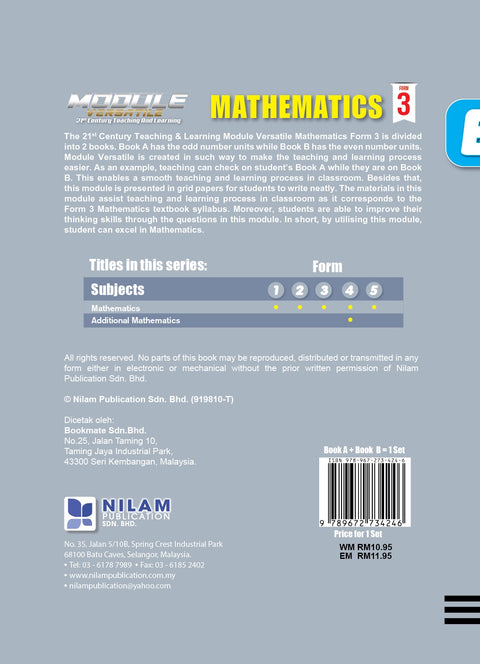 Modul Versatile 21st Century T&L Mathematics F3 (A+B) 2022 - MPHOnline.com