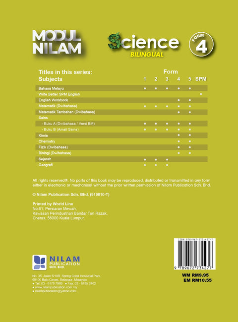 Modul Nilam 21st Century T&L Science F4 Book A Bilingual 2022 - MPHOnline.com