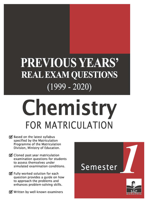 Previous Years' Real Exam Questions: Chemistry (Semester 1) - MPHOnline.com