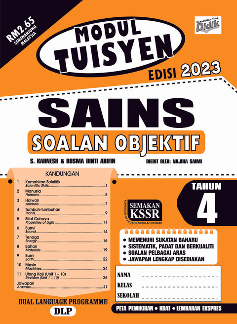 Modul Tuisyen Edisi 2023 Sains Tahun 4 Soalan Objektif - MPHOnline.com