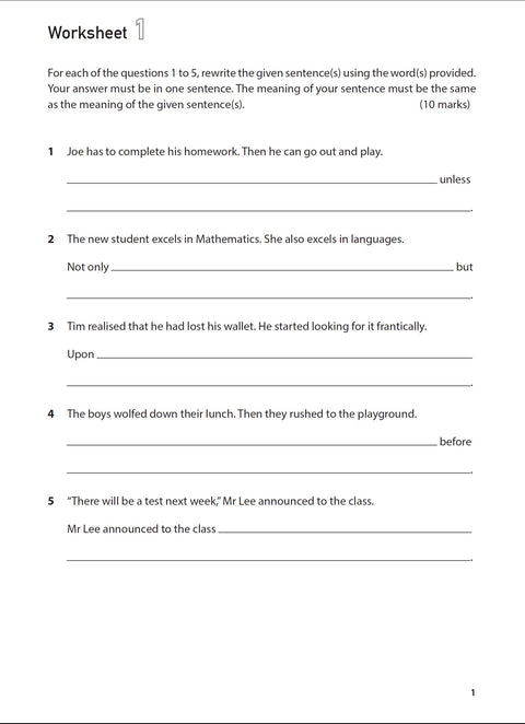 100 English Worksheets P5: Synthesis & Transformation - MPHOnline.com